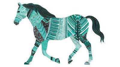 青色骏马剪纸 少数民族风苗绣苗族工艺品 青色骏马剪纸 少数民族风苗绣苗族工艺品