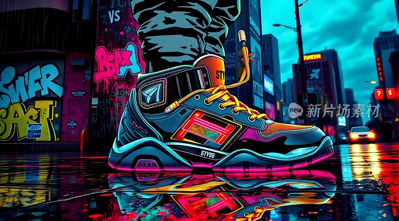 霓虹街头炫彩运动鞋
