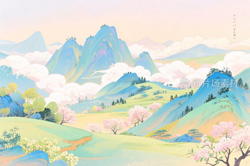 山水风景插画