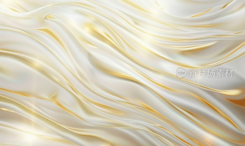 绸缎曲线纹理丝绸白金色华丽时尚背景