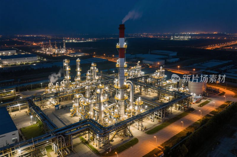 夜间大型化工工厂景象