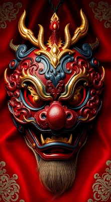 红色面具金色装饰威武雄壮 红色面具金色装饰威武雄壮