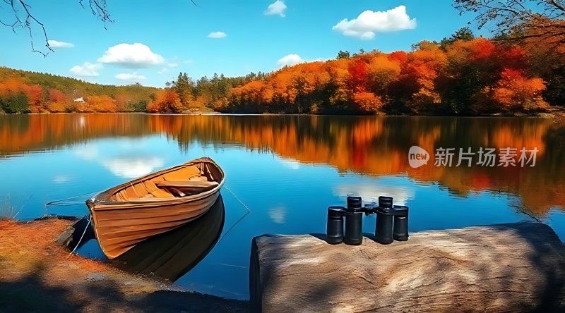 秋日湖畔静谧时光