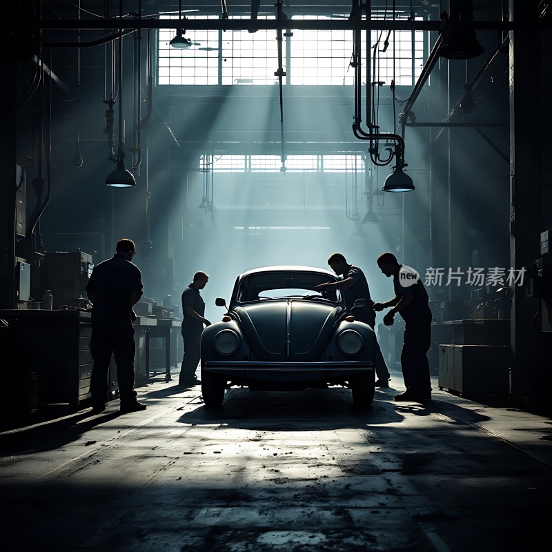车间里的经典汽车维修