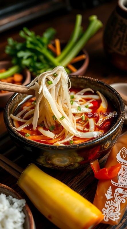 热腾腾的麻辣米线香辣可口令人垂涎欲滴！