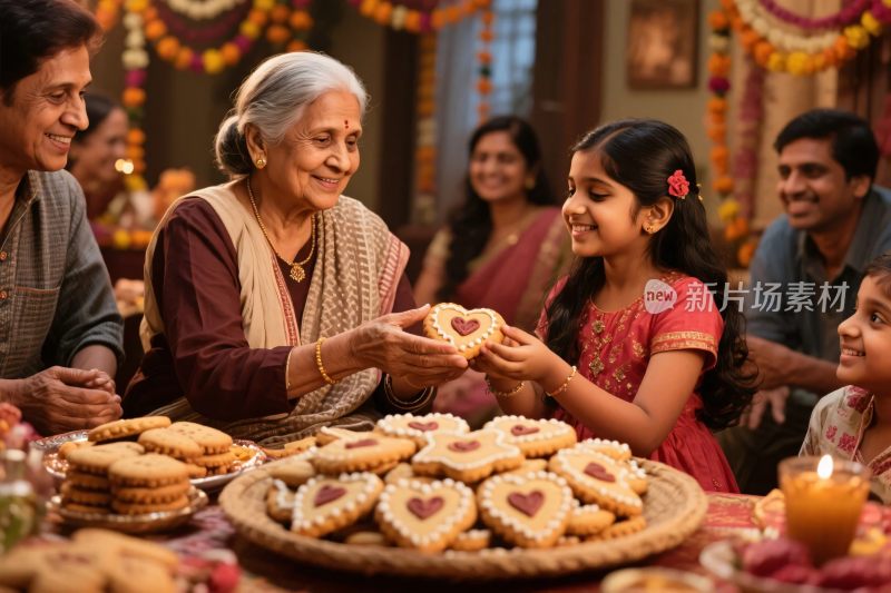 温馨家庭分享甜点场景