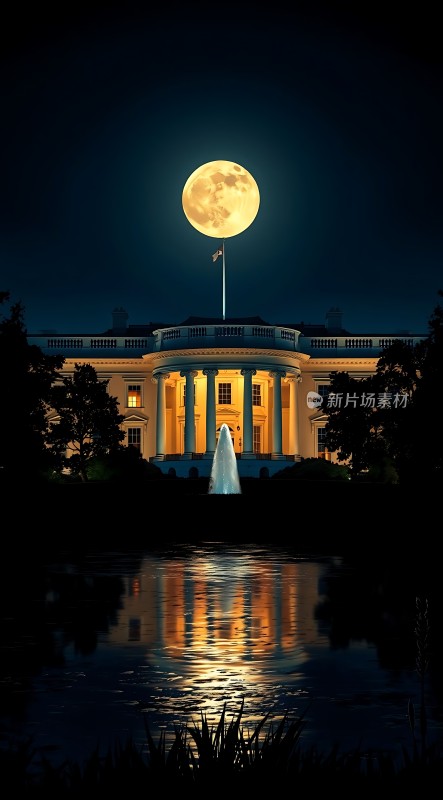 白宫月影映湖光