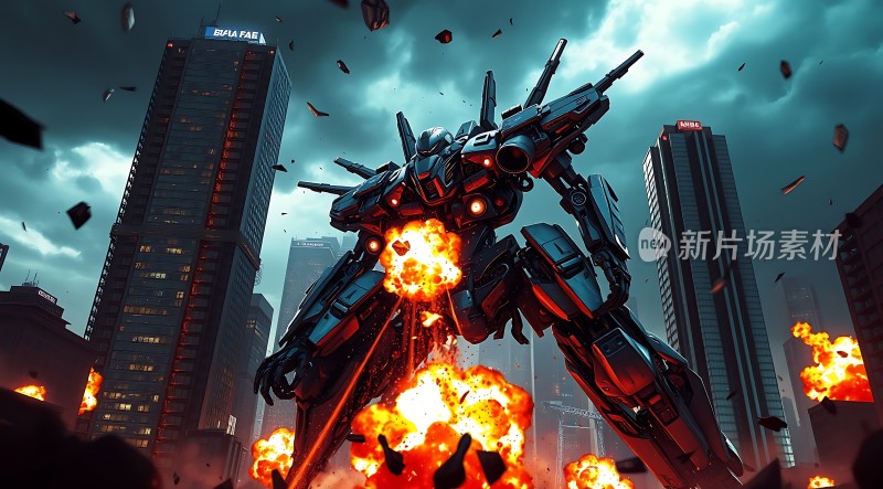 机械巨兽战火中的城市