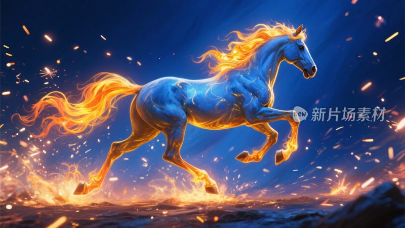 奔跑的火焰骏马插画