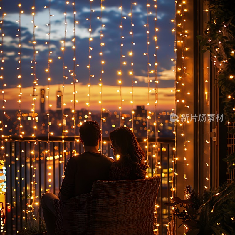城市夜景下的温馨时刻