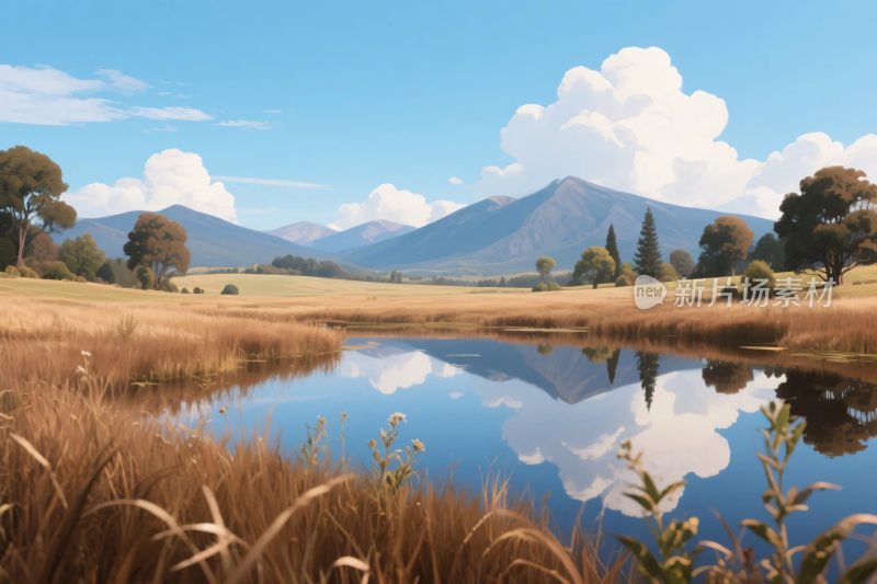 田园山水风景插画