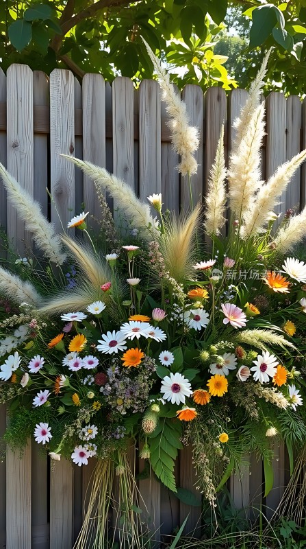 阳光下的花艺展示