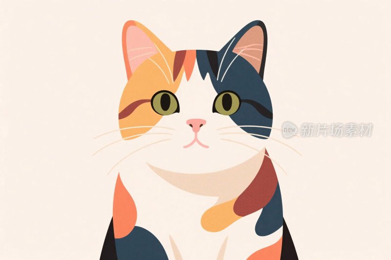 可爱三色猫咪插画