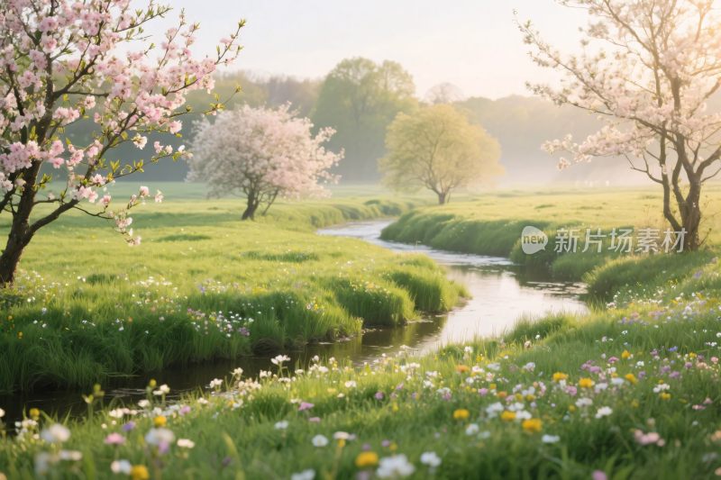 春日溪边自然风景