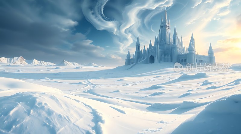 冰雪城堡神秘雪原上的梦幻宫殿