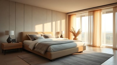 阳光洒满现代卧室简约风格温馨舒适