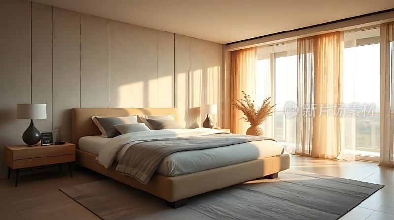 阳光洒满现代卧室简约风格温馨舒适
