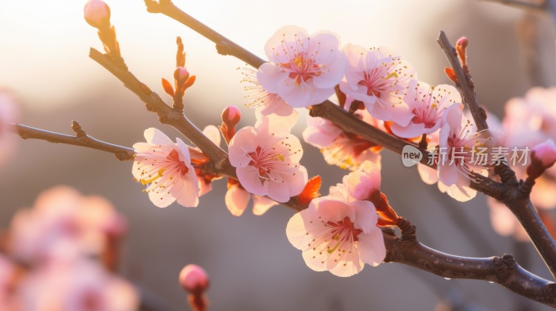 阳光下的梅花桃花