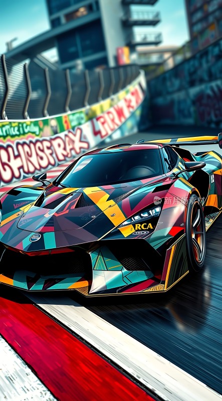 赛道上的多彩赛车