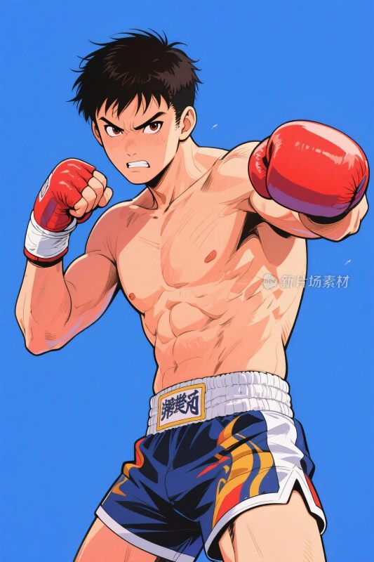 拳击动漫人物插画