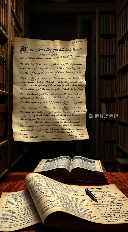 古旧文献与书籍的结合展现学术氛围