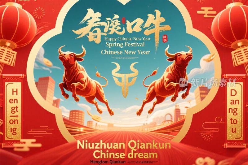 牛年春节喜庆海报