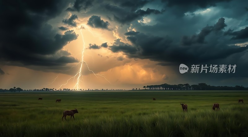 草原闪电奇观