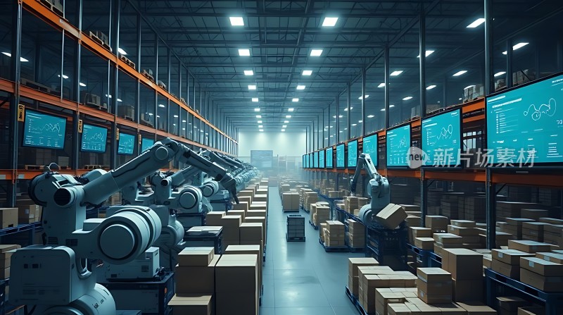 智能仓库机器人搬运货物