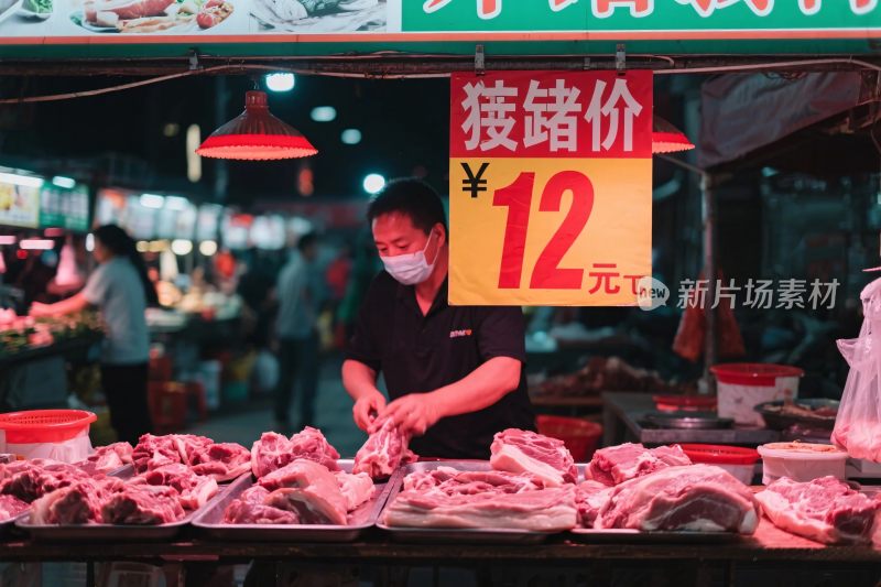 市场肉类售卖场景