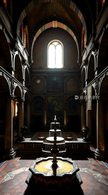 阳光下的宏伟喷泉