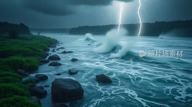 雷雨夜的海岸线