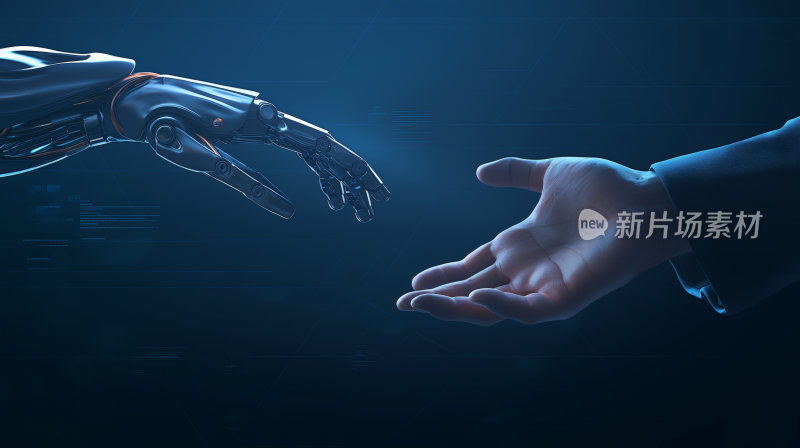 人工智能机器人手指触摸人类手指