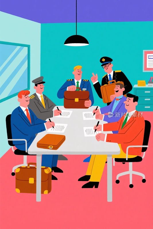 办公室会议插画场景