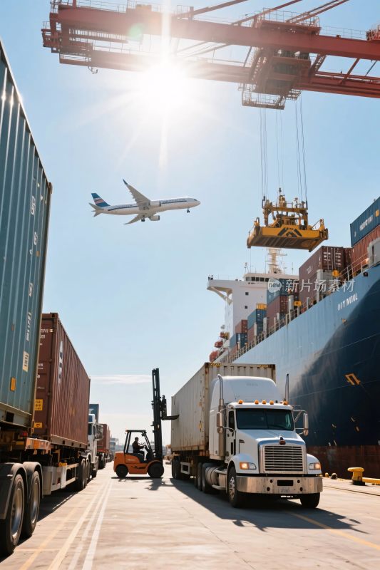 港口繁忙的物流运输场景