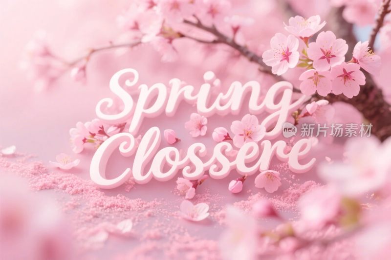 樱花春日插画文字