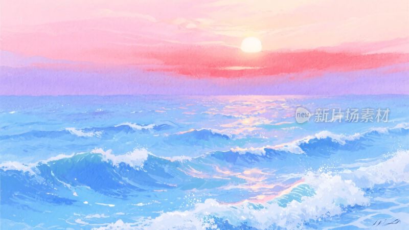 唯美海上日落景象