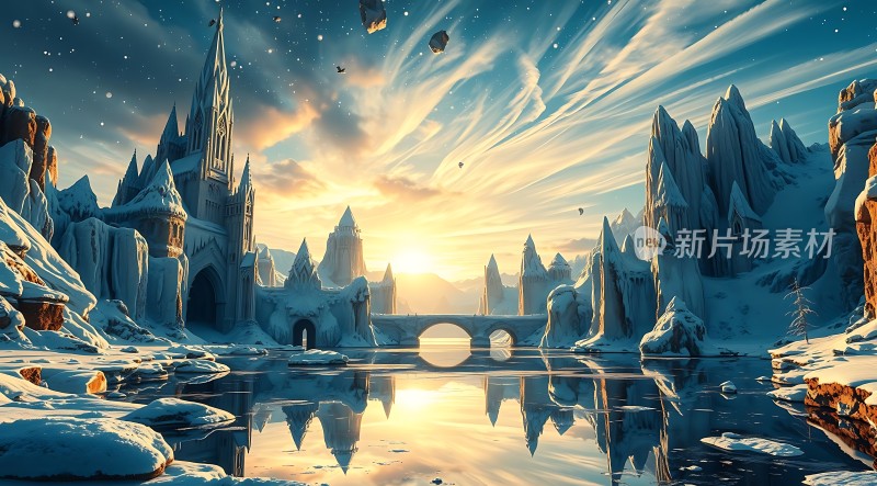 冰雪城堡与日出