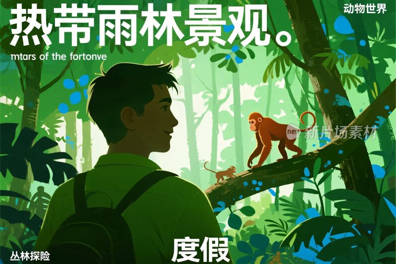 热带雨林景观插画