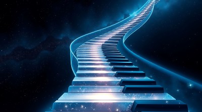 钢琴键通向星空之路