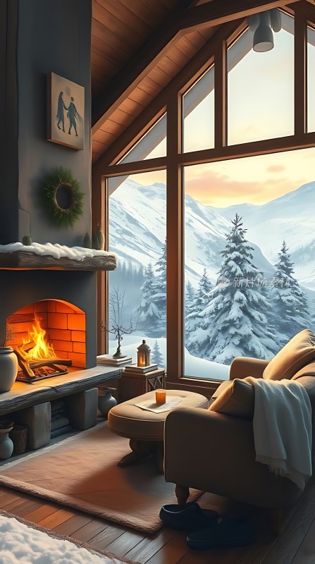 冬日暖炉旁的温馨小屋