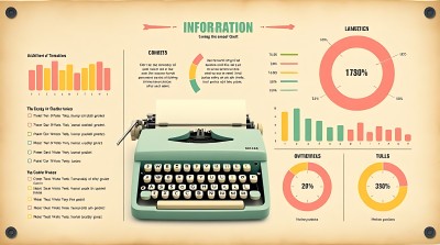 信息图表复古打字机与数据展示 信息图表复古打字机与数据展示