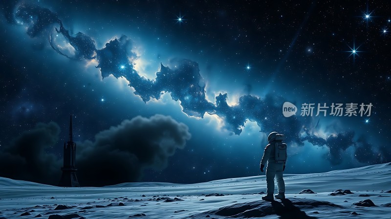 宇航员仰望星空探索宇宙奥秘