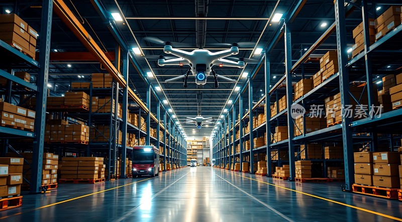 智能物流仓库无人机与卡车协同作业