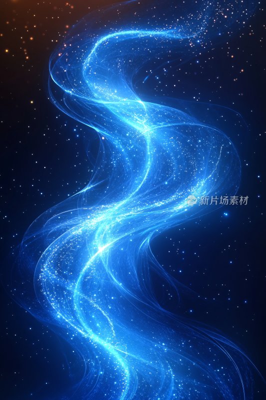 蓝色梦幻光带星空背景图