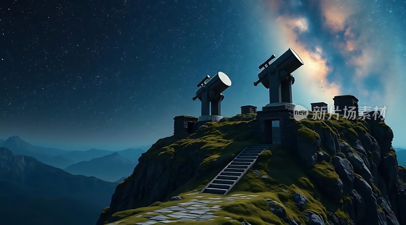 夜空下的天文观测站