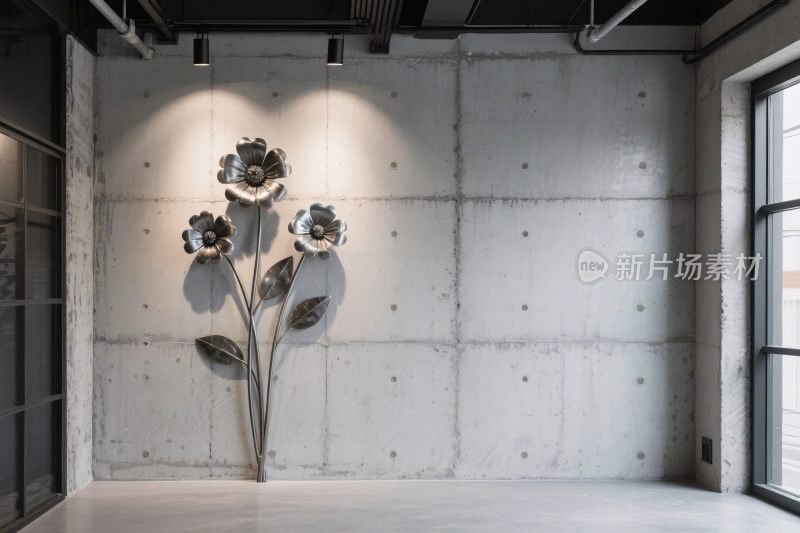 室内水泥墙艺术花卉装饰