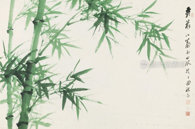 水墨竹子国画插画