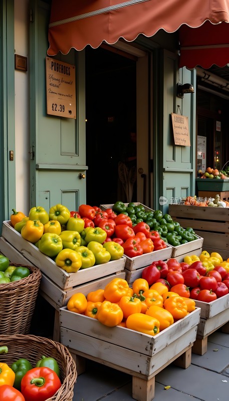 色彩缤纷蔬果集市新鲜蔬菜琳琅满目