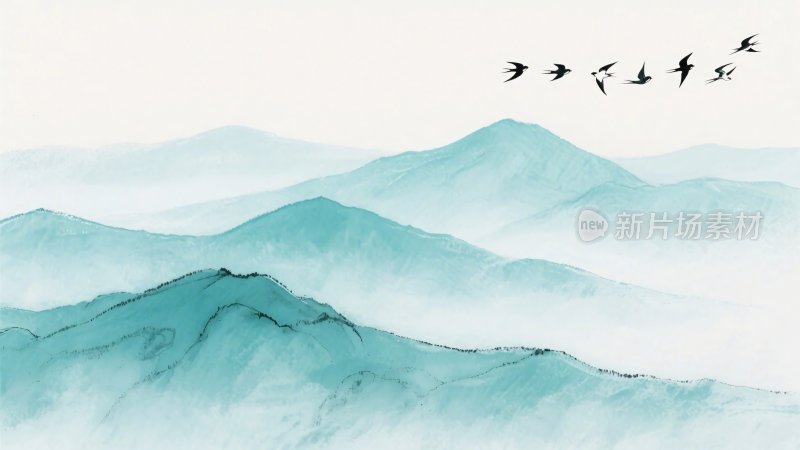 水墨山水风景插画