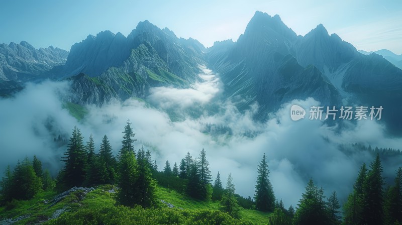 春天山川山林的自然风光航拍